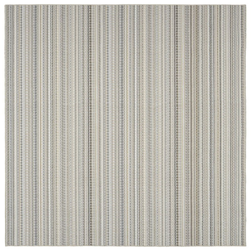 Tapis touffeté à rayures rectangulaire beige Kandace, Carré 12 pi x 12 pi
