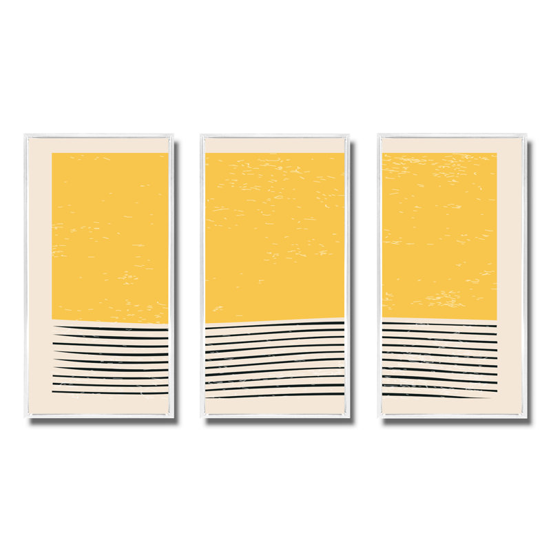 «Minimal Geometric Compostions of Elementary Forms XVIII», reproduction de 3 cadres photo sur toile, Cadre blanc