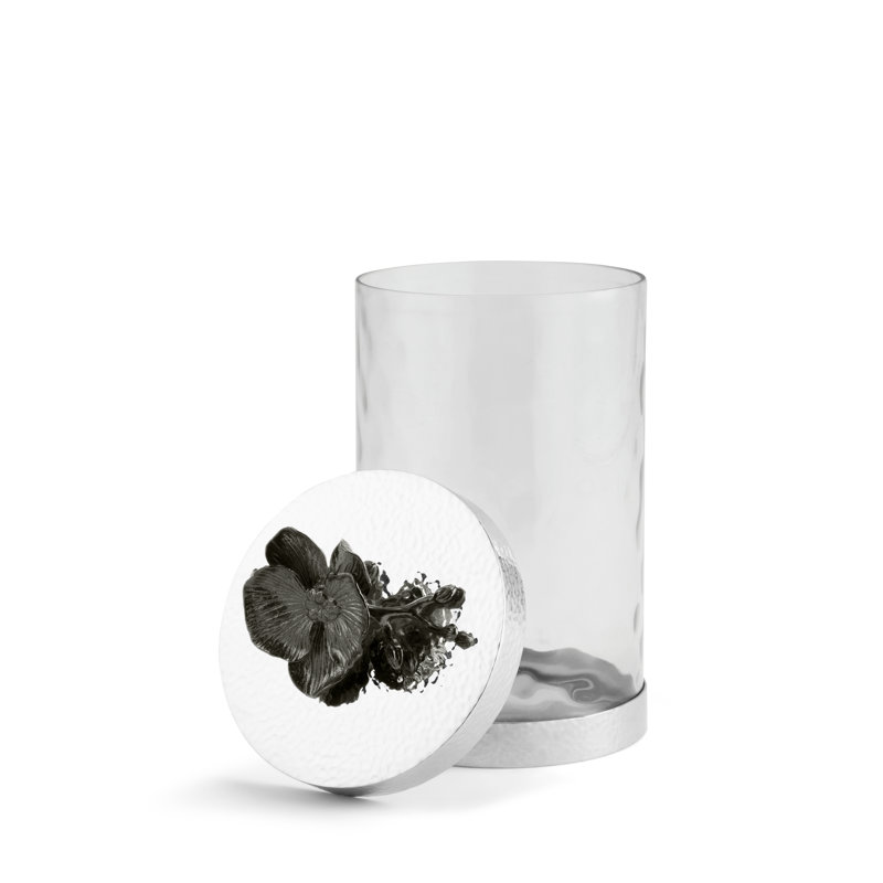 Orchid Kitchen Canister, Black, 10" H x 5.5" W x 5.5" D
