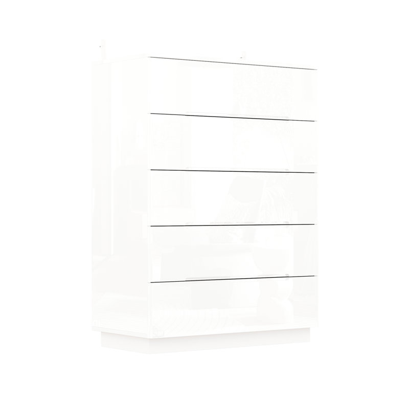 Commode 5 tiroirs Diley, Blanc