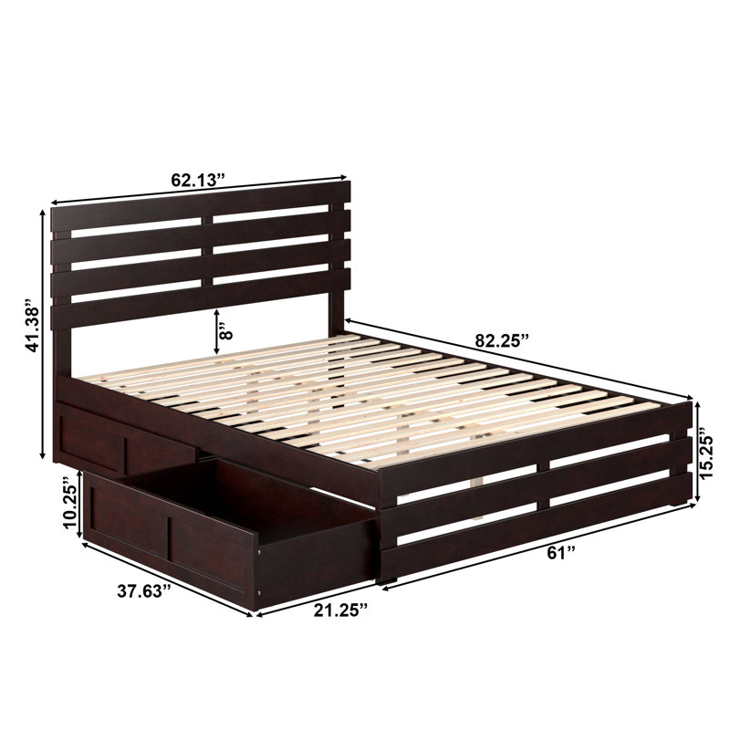Aaliyah-Skye Solid Wood Slat Storage Bed, Queen