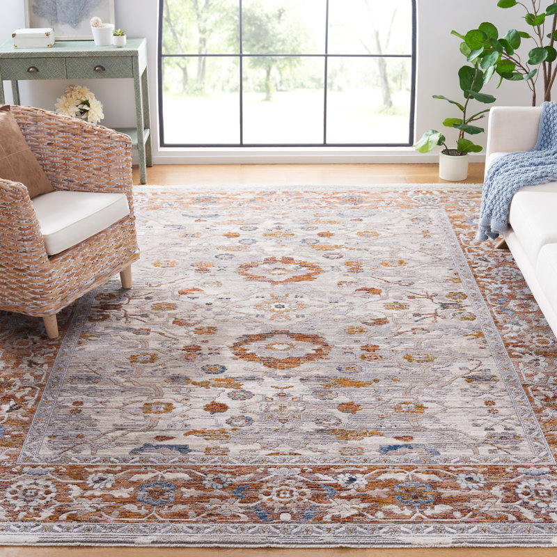 Tapis Heirloom 726 en rouille / bleu, Rectangle 8 pi x 10 pi