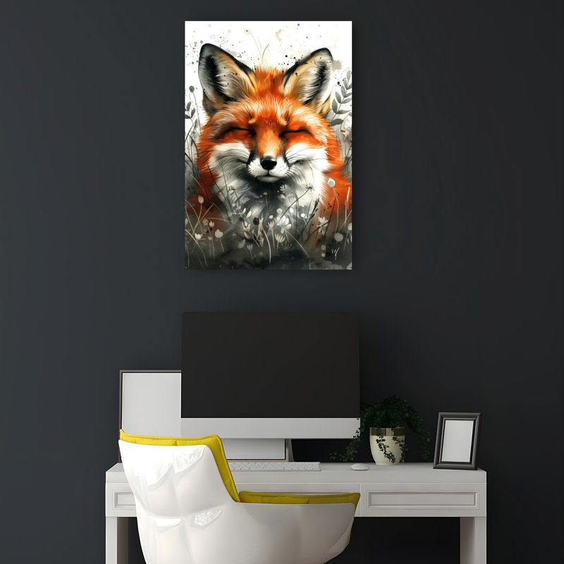 Aquarelle de renard serein, 18" H x 12" W