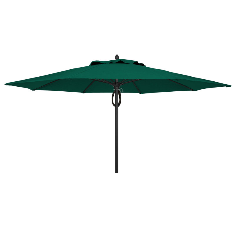 Parasol de marché 11 'Prestige, Velours vert forêt, Noir
