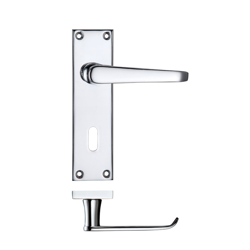 Langsten Lock Door Handle, Polished Chrome