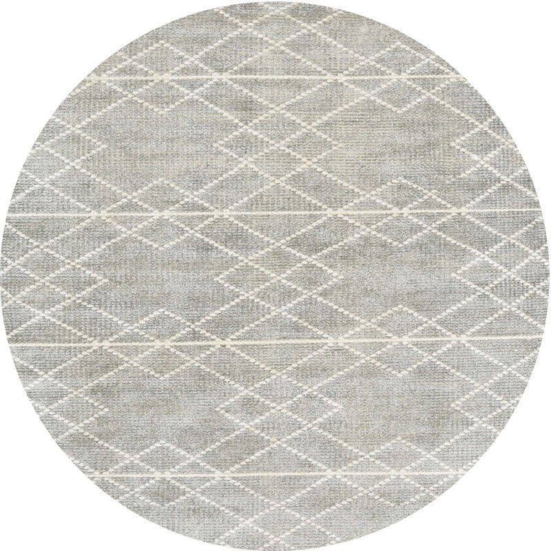 Tapis contemporain gris, Rond 6 pi
