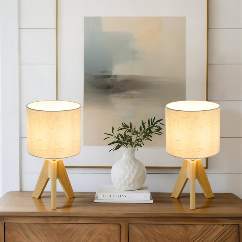 Ensemble de 2 lampes de table trépied au design moderne, Naturel