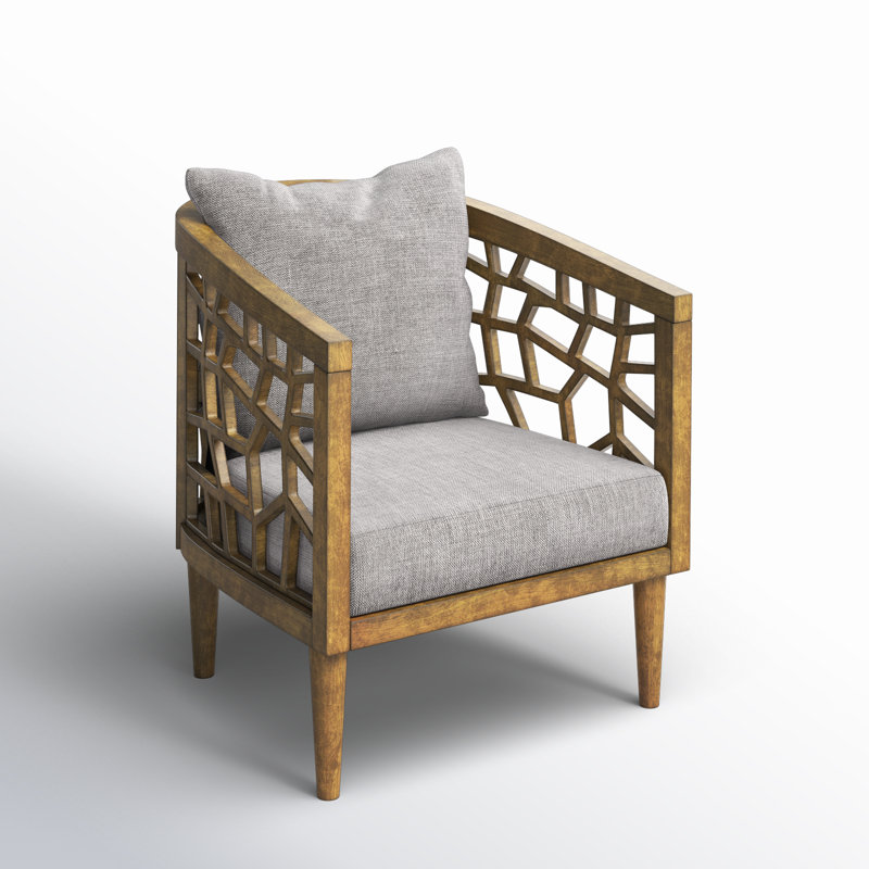 Fauteuil demi-tonneau en polyester L 27 po Liev, Brun clair