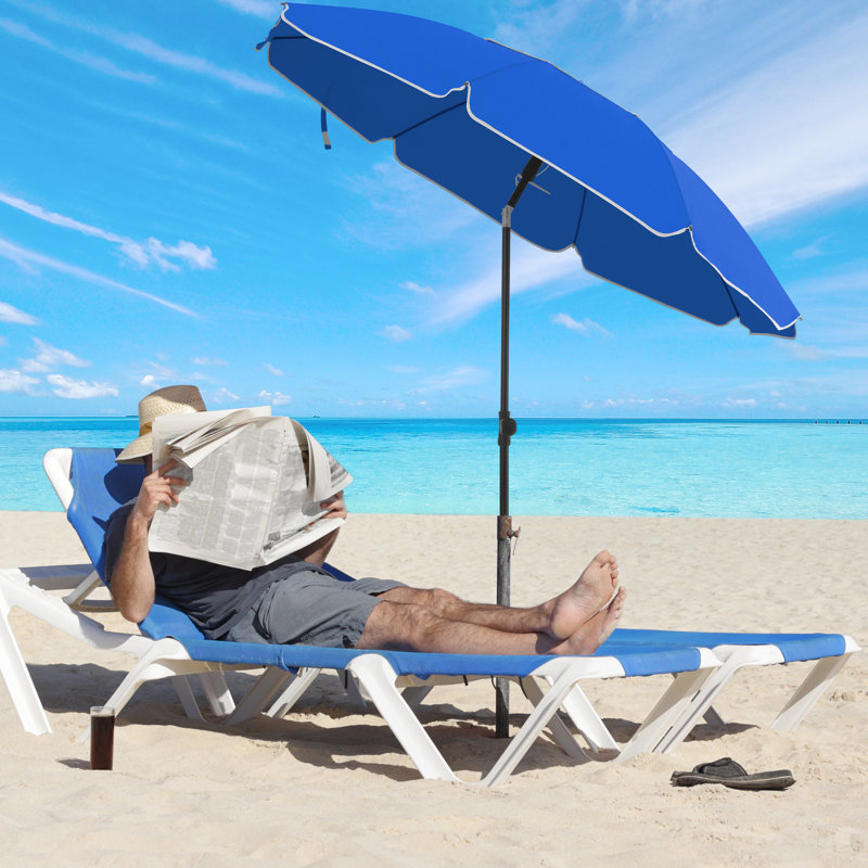 Braley Beach Parasol, 230cm H x 200cm W x 200cm D, Blue