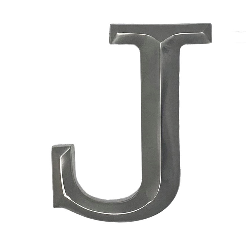 Heurtoir de porte lettre monogramme, Nickel, J