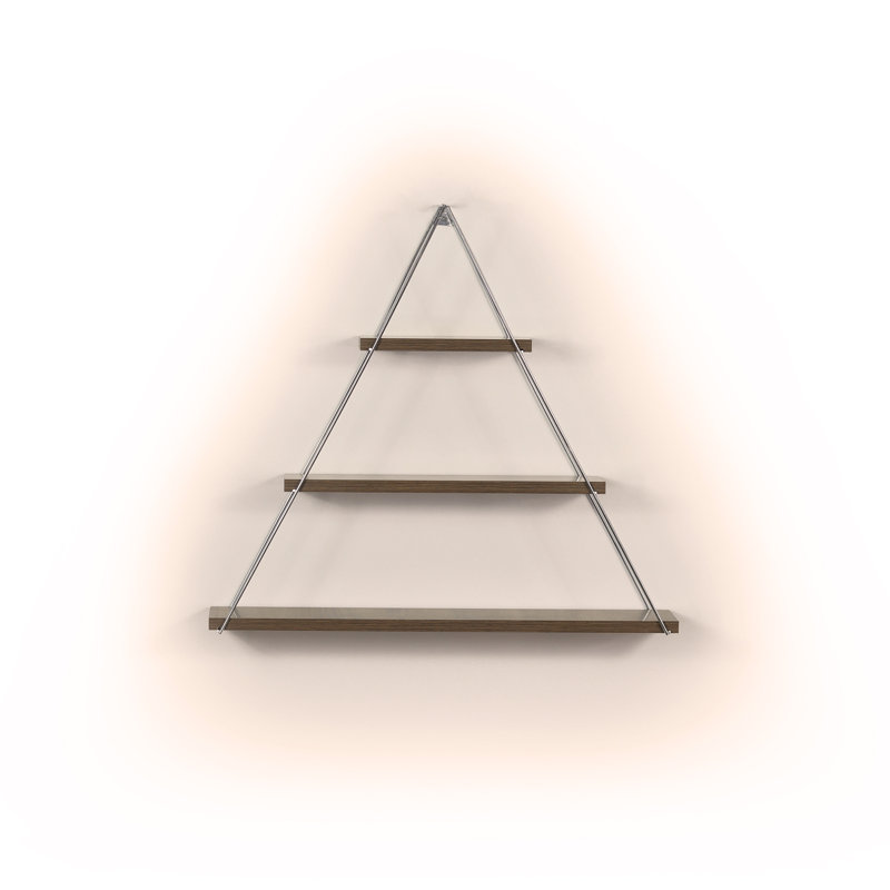 Floating Wall Decor Wall Mounted Rustic Decorative Hanging Metal Bracket Triangle Shelf for Books,, Walnut/Chrome