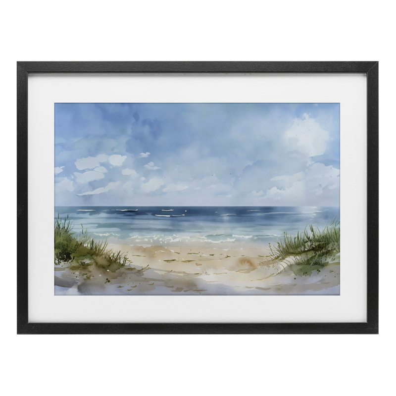 «Serene Summer Beachscape», reproduction encadrée sous verre, design by Creative Studio, H 14 po x l 20 po, Cadre noir minuit