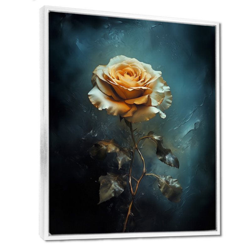 Jaune jaune rétro - art mural rose, Toile encadrée flottée blanche, H 40 po x l 30 po x P 1,5 po