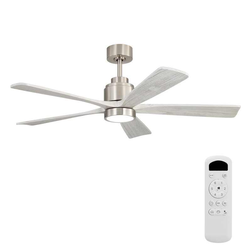 Ventilateur de plafond réversible ultra silencieux de 52 pouces avec lumière - DEL à intensité variable, mémoire et minuterie pour grande pièce