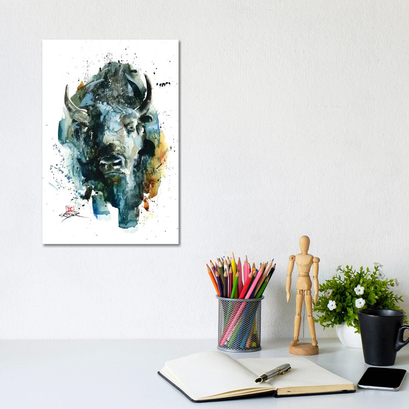 Abstract Bison by Dean Crouser - Painting on Canvas, 20.32 cm H x 30.48 cm W, Wrapped Canvas