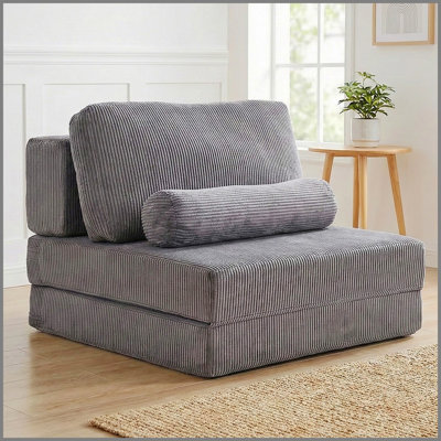 Foldable Castle Sofa Modular Playcouchfor Living Room & Bedroom Instant Expansion Comfortable &Creative Design Furniture Seater With One Middle Seat,Dark-Gret.