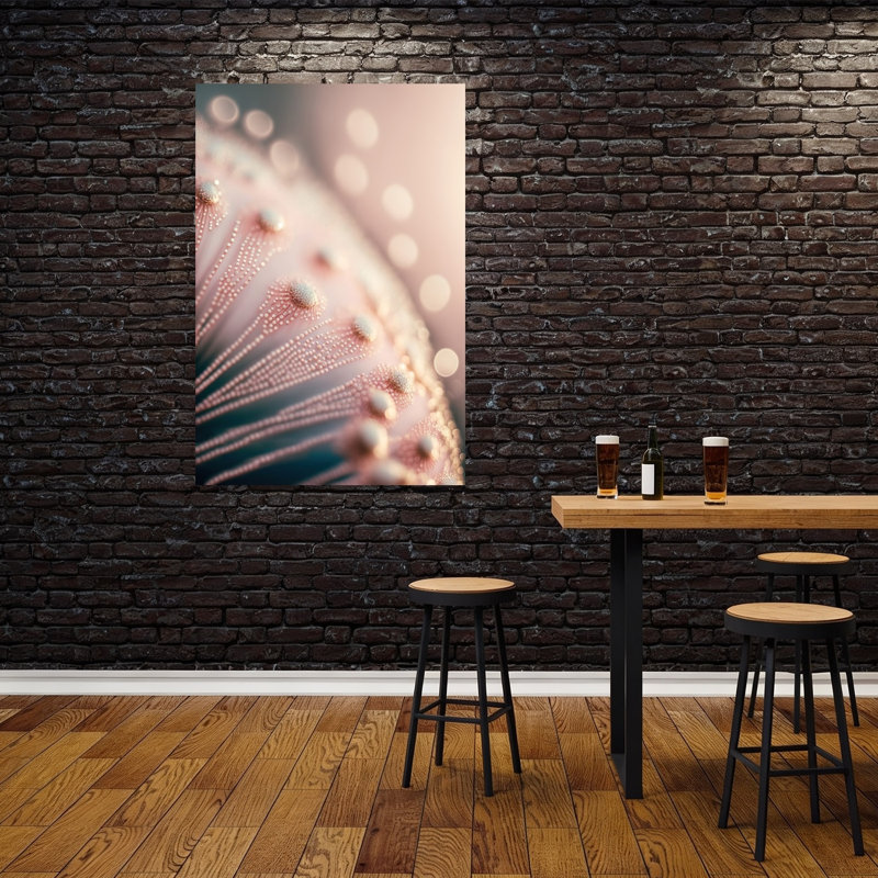 Affiche murale abstraite contemporaine représentant des fleurs et des gouttes de rosée, H 60 po x l 40 po
