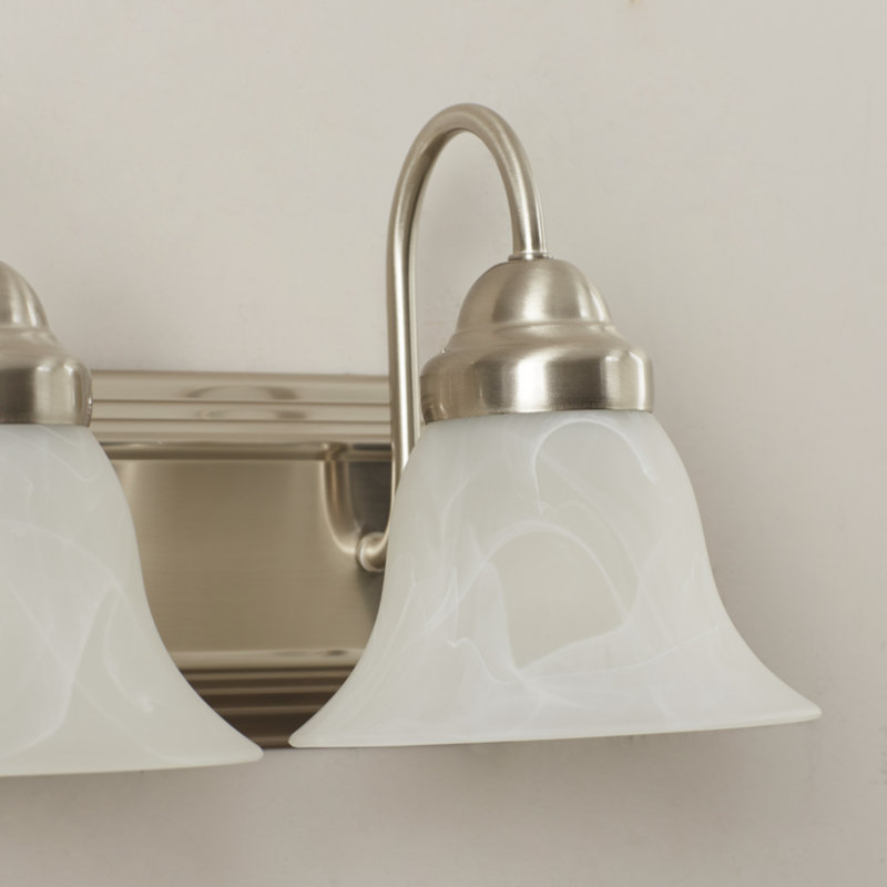 Éclairage pour meuble-lavabo à 5 lumières à intensité variable Turcotte, Albâtre, Nickel brossé, 100 watts