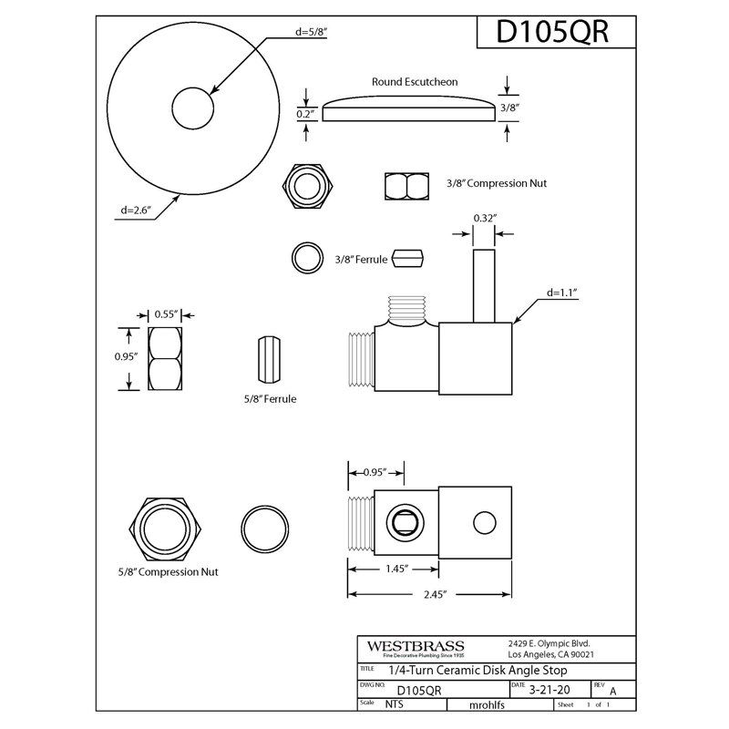 Round Lever 1/4-Turn Angle Stop 1/2" Copper x 3/8" Compression, Matte Black