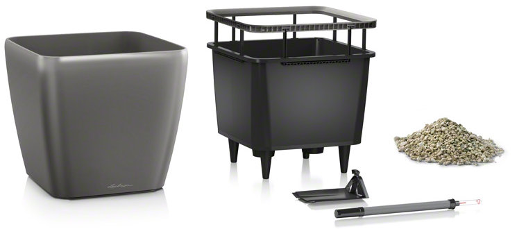 Quadro Premium Pot Planter, Charcoal Metallic