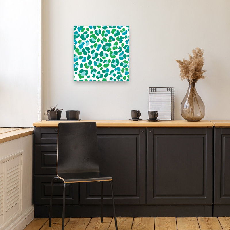 Aqua Green Leopard Print Abstract Colorful Modern Animal Nature Wall Art Print by Dominique Vari - Wrapped Canvas Print