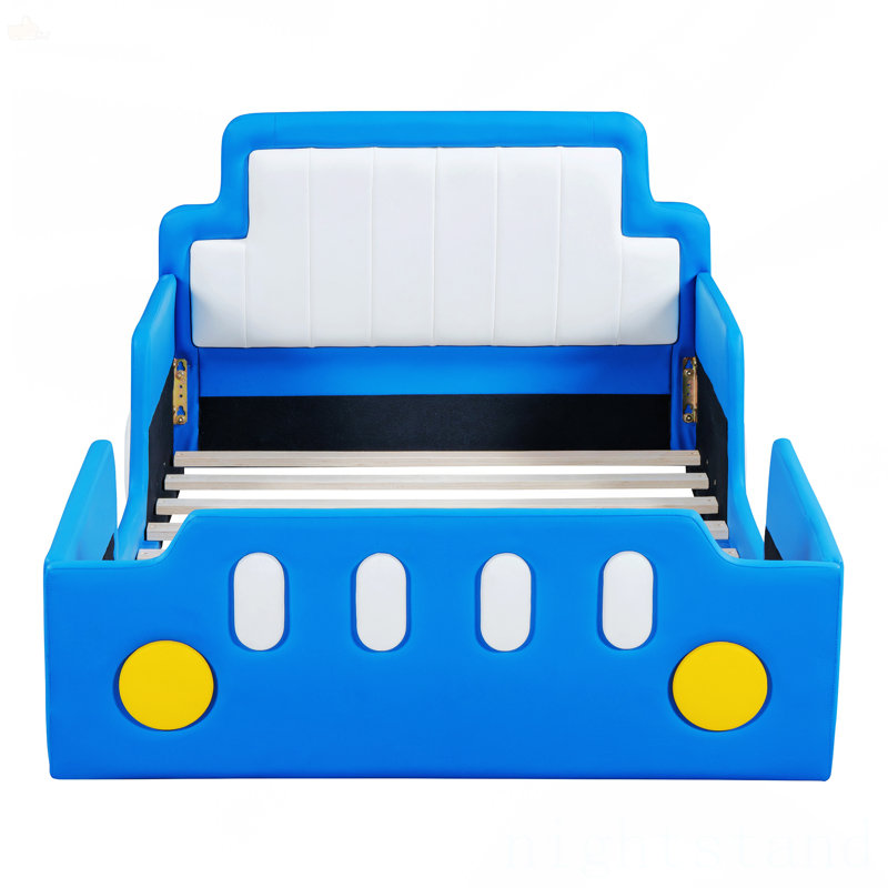 Lit plateforme simple avec roulettes, Bleu