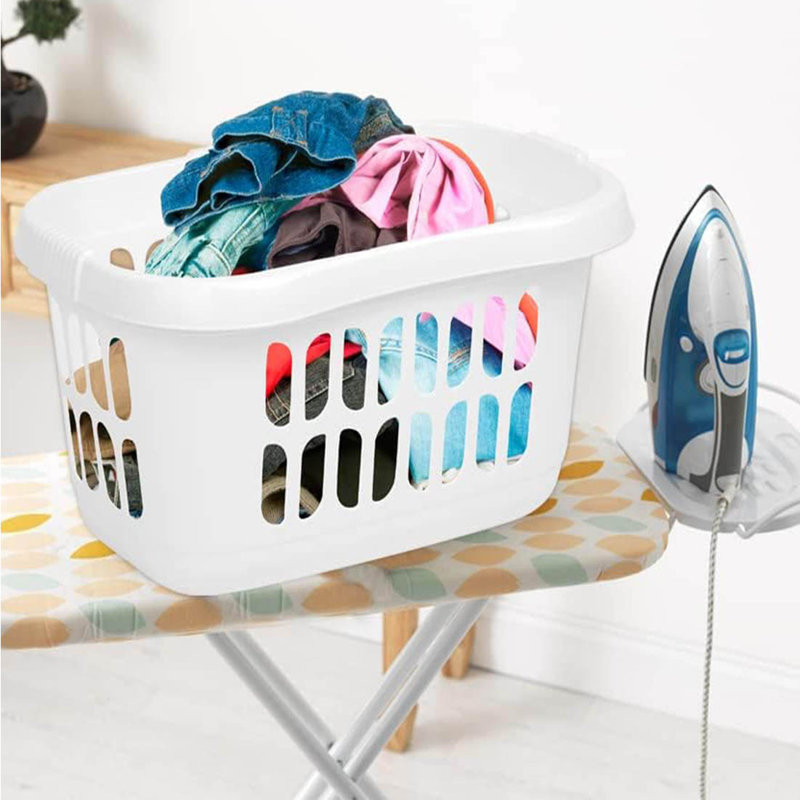 Plastic Laundry Hamper, Ice White