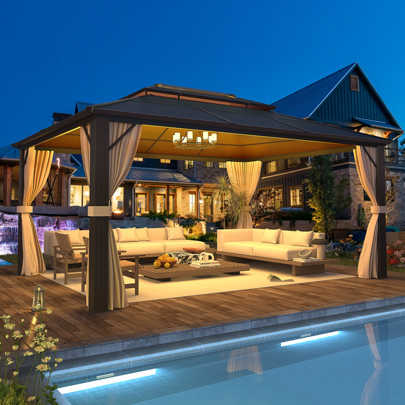 13 pi. L 10 pi. Pavillon en D, L 13 pi x P 10 pi