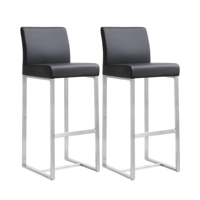 Upholstered Counter Stool with Metal Frame