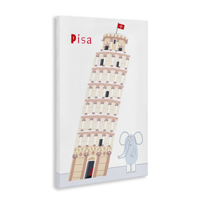 Elephant & Leaning Tower Pisa Canvas, design by Carla Daly