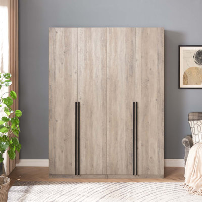 Armoire-penderie autoportante à module moderne avec tringle, tiroirs et tablettes Lee