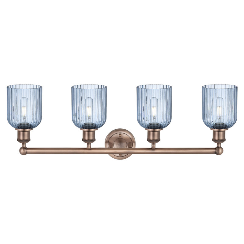 Fiennes 4 - Light Dimmable Vanity Light, Antique Copper, Blue