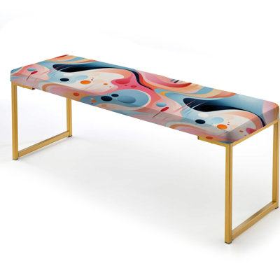 Midcentury Upholstered Gold Bench