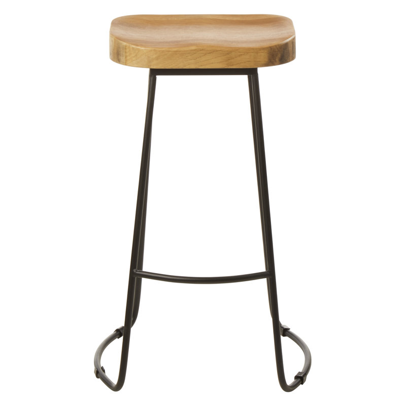 Levon Counter Stool with Metal Frame, Natural Oak