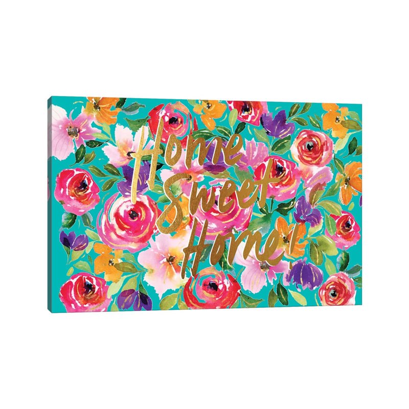 Floral Party B by Joy Ting - Print on Canvas, Wrapped Canvas, 30.48cm H x 45.72cm W x 1.91cm D