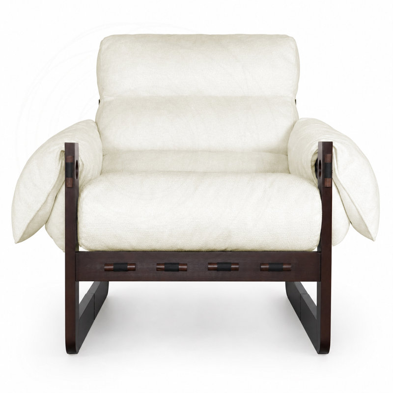 Chaise d'appoint en chenille avec structure en bois