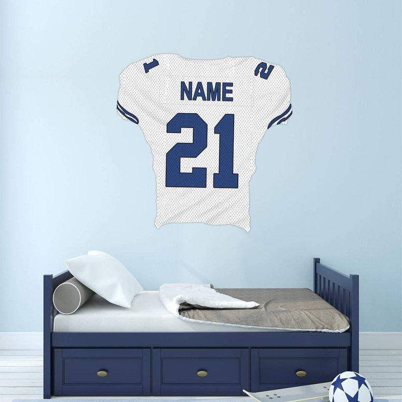 Décalcomanie murale nom et numéro personnalisé jersey, H 24 po x l 24 po, Blanc