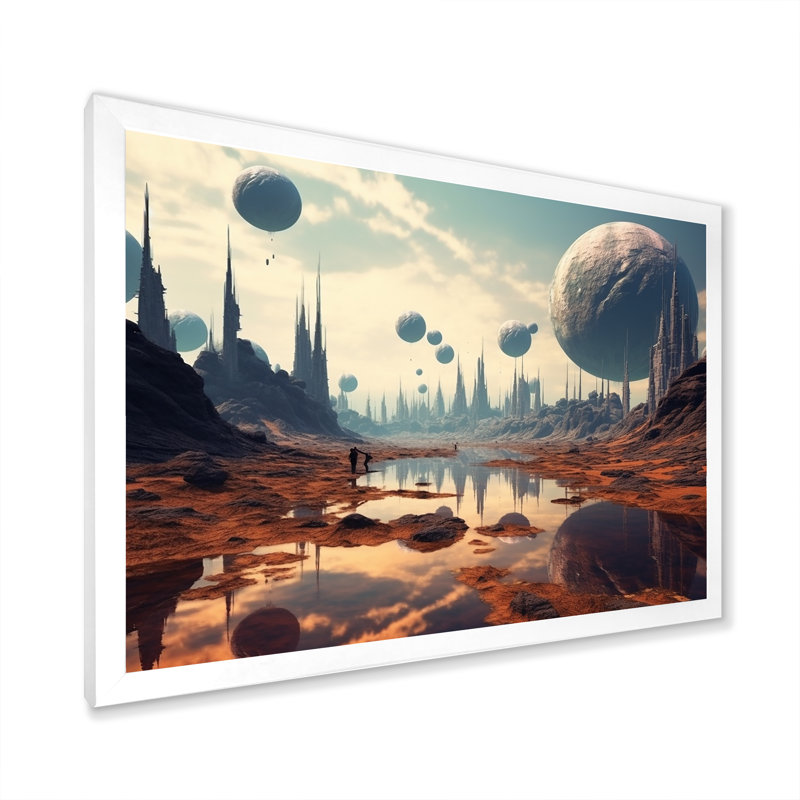 «Futuristic Visions», impression sur toile, H 24 po x l 32 po x P 1 po, Cadre simple blanc