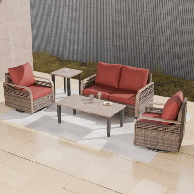 4 - Person Modular Patio Conversation Set with Cushions