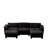 Black Luxury 4-Seater U-Shape Sofa with Two Ottomans - Soft Chenille Upholstered Living Room Furniture-2009613037