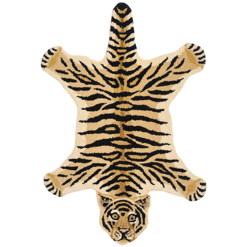 Tapis de yoga en laine pure touffeté à la main 3 pi x 2 pi Tiger Yogic Asana