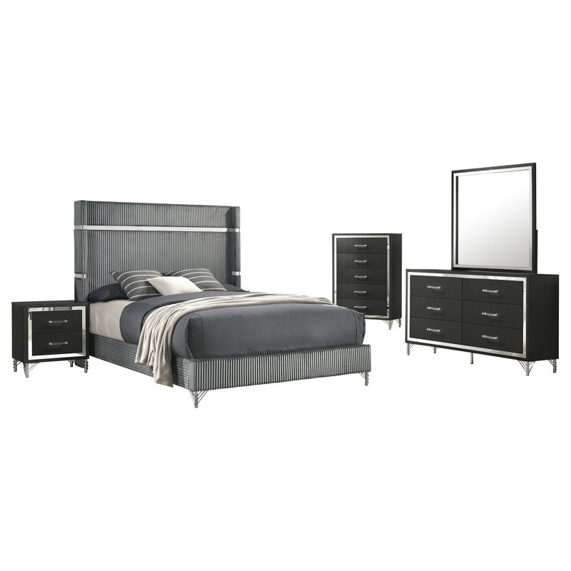 Clanton 5-piece Queen Bedroom Set Grey and Black, Queen