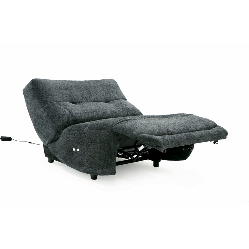 Breeland Upholstered Power Reclining Home Theater Seat, Dark Gray Polyester Blend