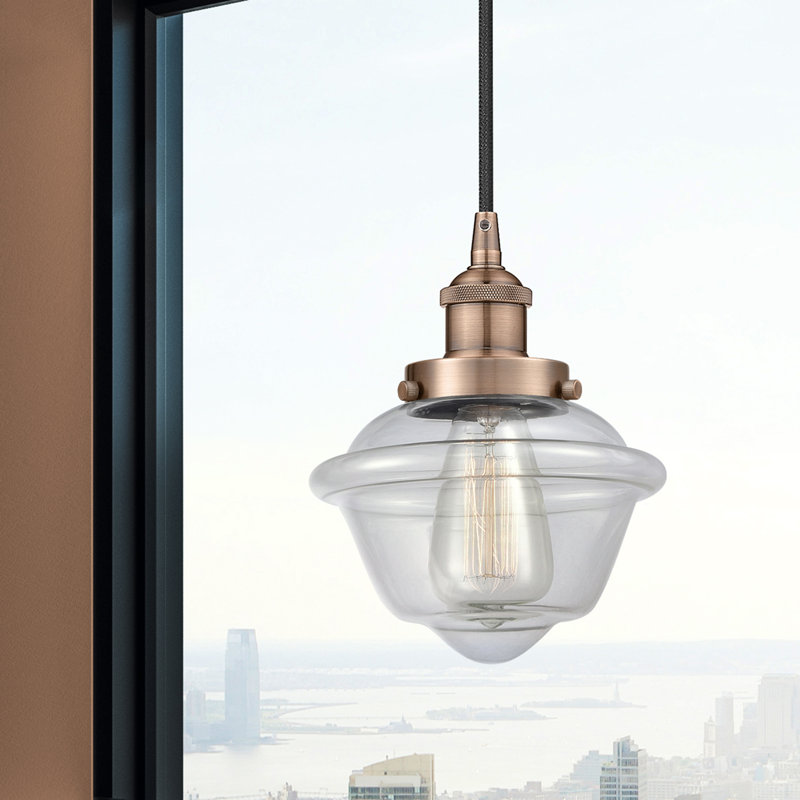 Luminaire suspendu 1 lumière Calliope, Transparent, Cuivre