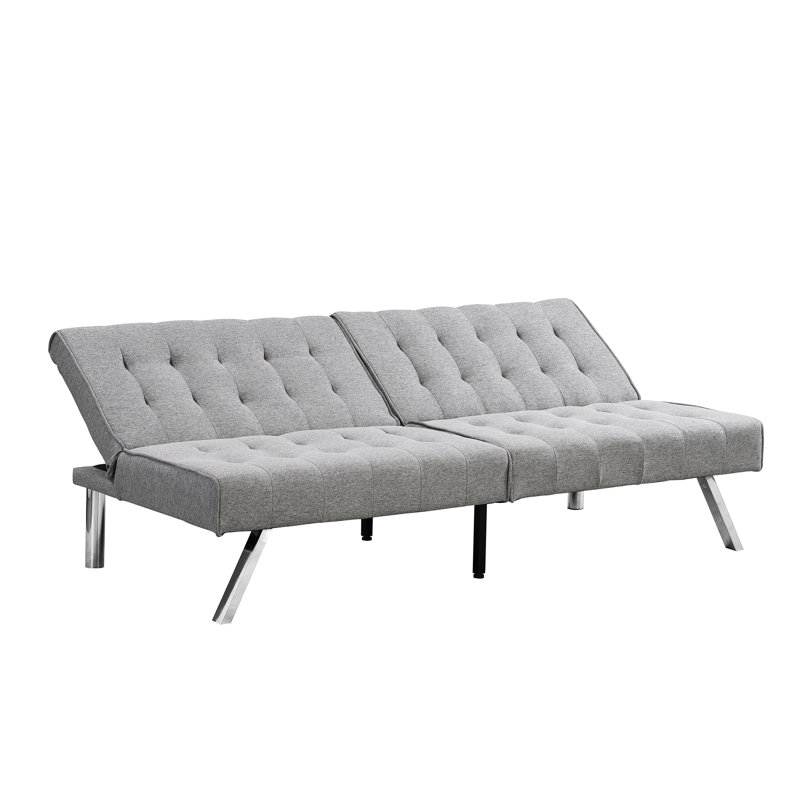 Bed Futon Grey, With Wood Frame And Stainless Leg Multifunctional Grey Futon, & Leg, Stylish Practical