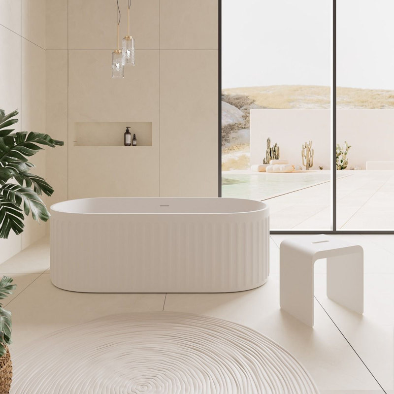 Matt White Stone Bathroom Seat
