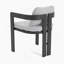 Chaise de patio d'extérieur en aluminium, ensemble de 2, finition noire avec coussin gris