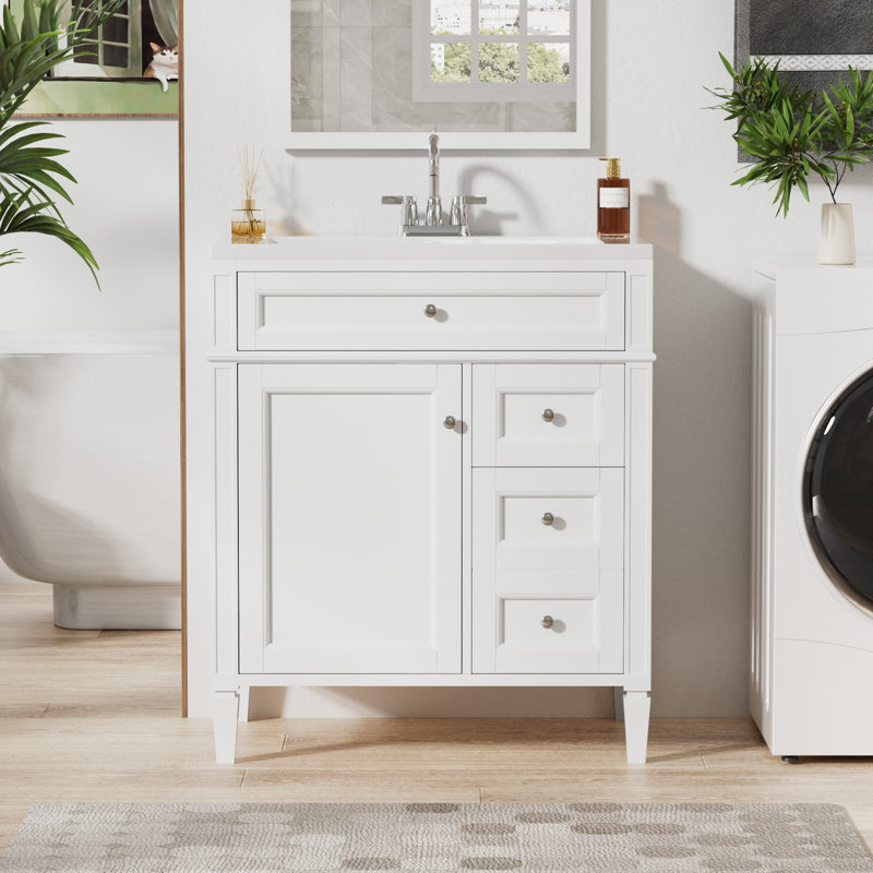 Meuble-lavabo de 30 po avec lavabo supérieur, Blanc