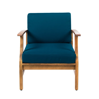 Blue Wood Club Chair, Engineered To Withstand Harsh Outdoor Weather Chair With Construction, Resistance Feature