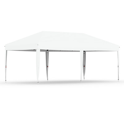 Tente de pavillon escamotable très résistante, pavillon de jardin commercial, imperméable à l'eau UPF 50+, blanc, 3M, 6 m